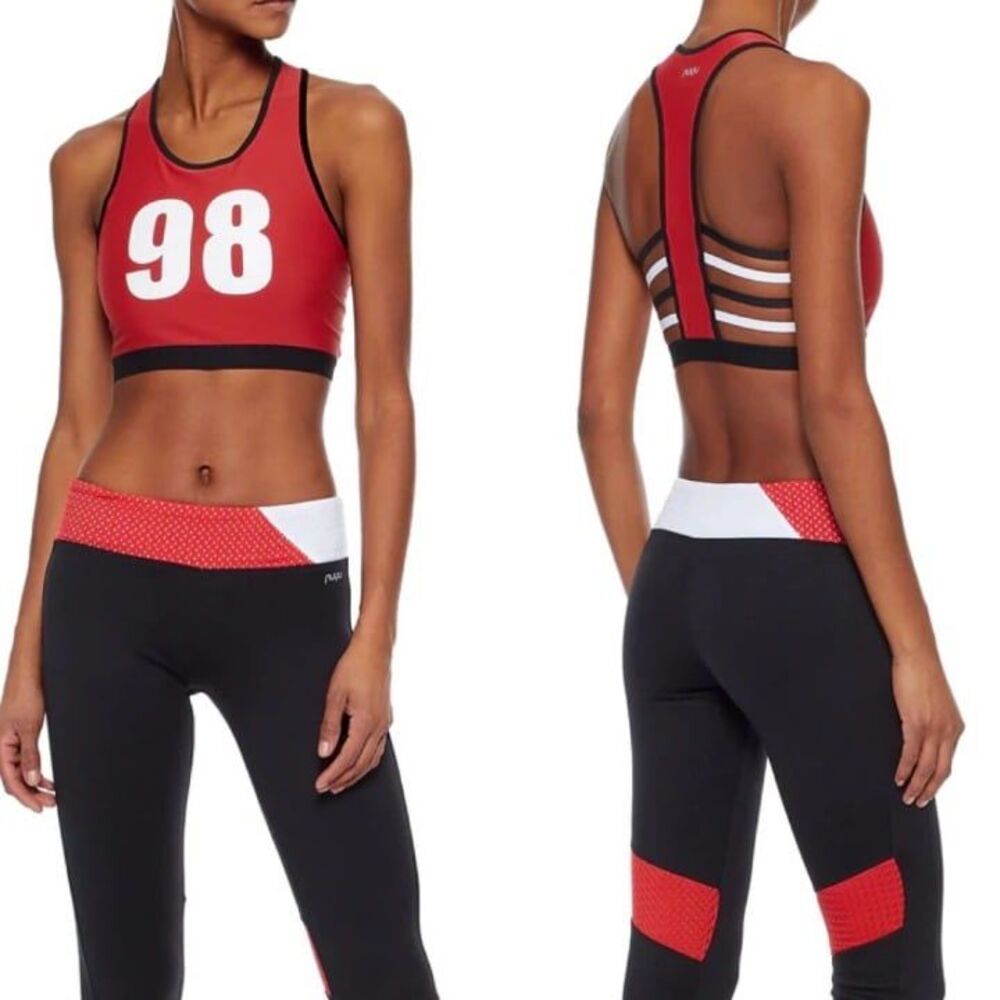 NUYU Red Crop Sports Bra Bralette #98 Small Crop Top Sporty Gym Workout
